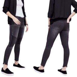 NWT Blank NYC Le Tote Patchwork Black Moto Skinny Jeans Ankle Zippers Women's 28